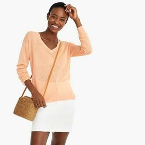 J. Crew Side Button Linen Blend V-neck Sweater